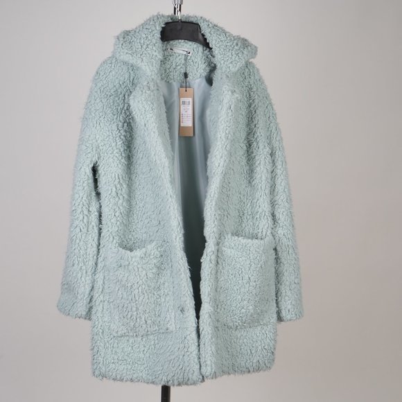 Noisy May Teddy Coat In Sky Blue Size XS - Picture 1 of 15